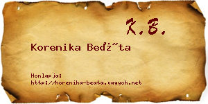 Korenika Beáta névjegykártya